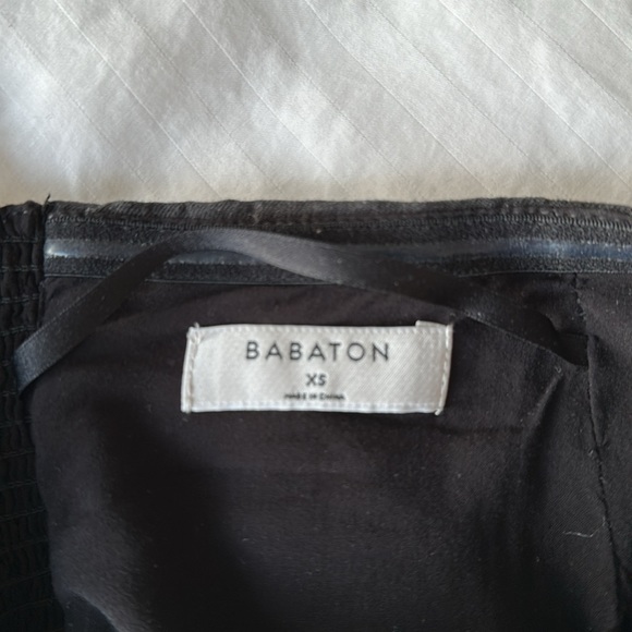 Black canvas Babaton tube top with ruched backing - Picture 3 of 6
